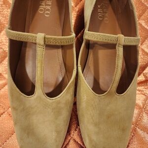 Maaja T-Strap Flat Senape Brown by Franco Sarto
